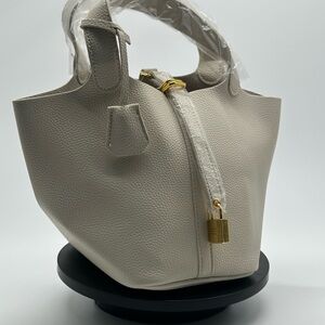Cream Leather mini Bag with Gold Hardware